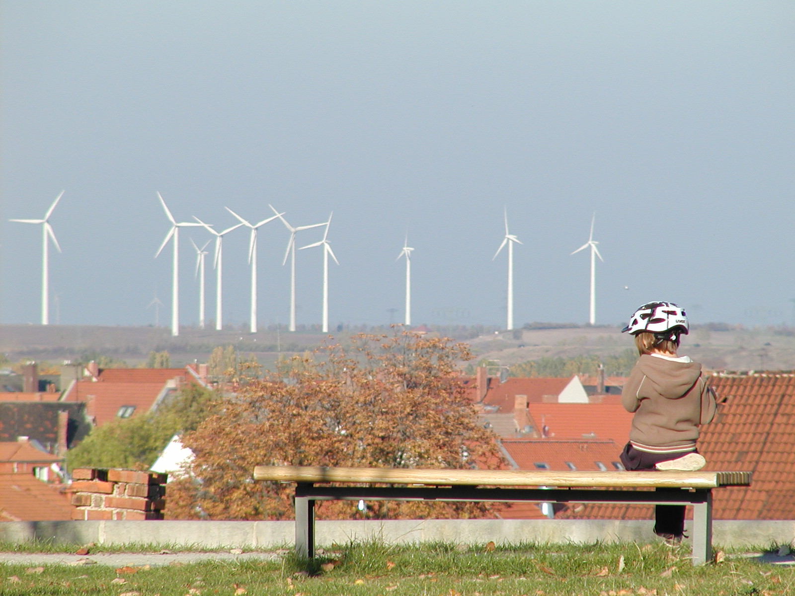Windenergieanlagen nahe einer Siedlung