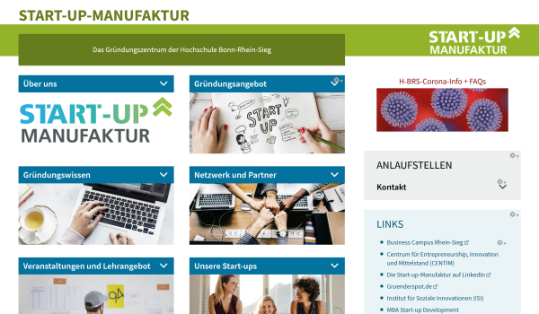 Screenshot der Website Start-up Manufaktur