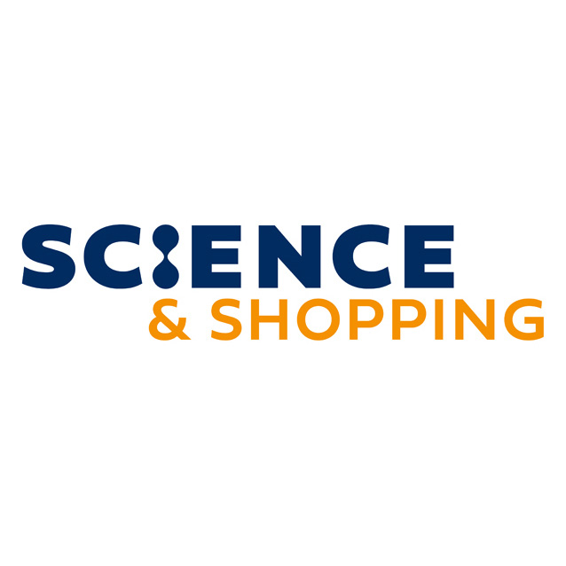 Grafische Gestaltung des Schriftzugs "Science Shopping"