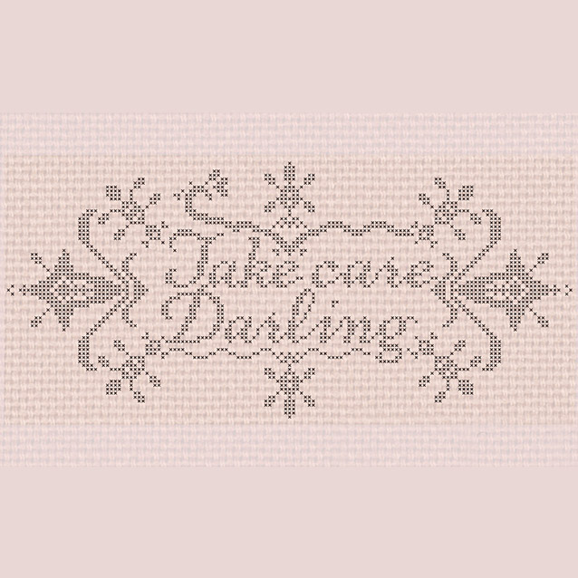 Grafische Gestaltung des Flyermotivs, auf dem der Titel "Take care Darling" zu lesen ist